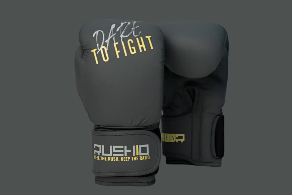 Solid Gray RUSHIO boxing Gloves